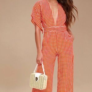 Cedric Red Gingham Culotte Jumpsuit from Lulu’s